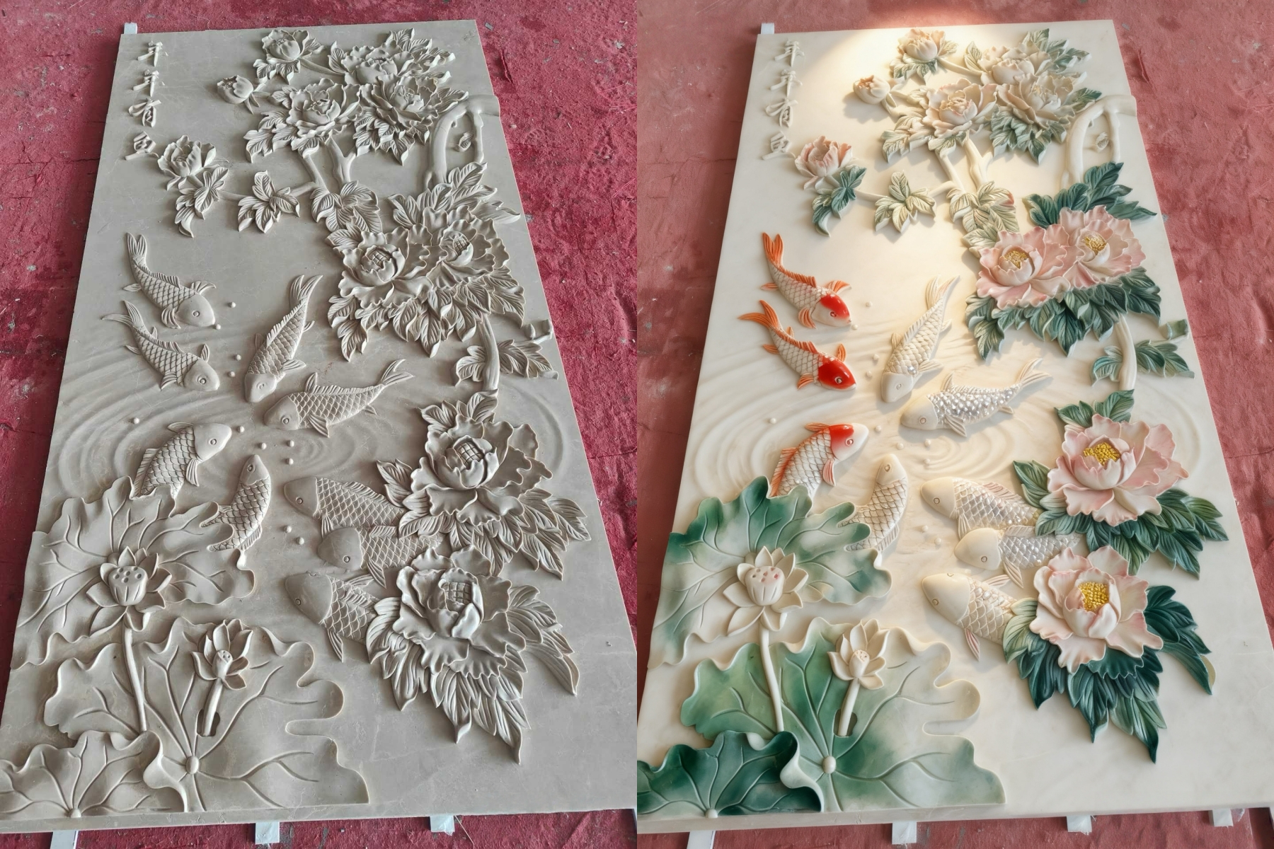 AI工厂浮雕石板上色