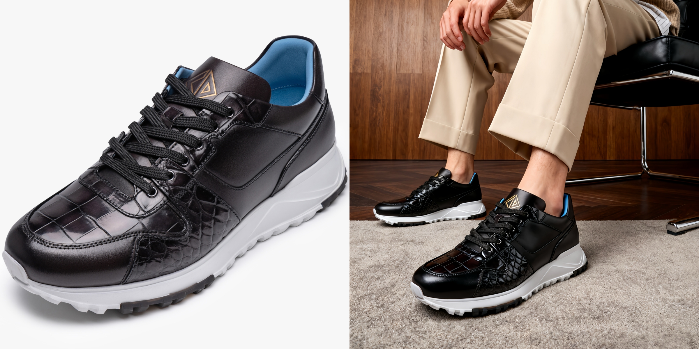 AI电商高级感鞋子上脚图展示突出鞋子