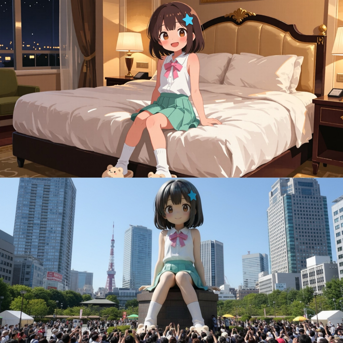 AI生成动漫雕像放入现实