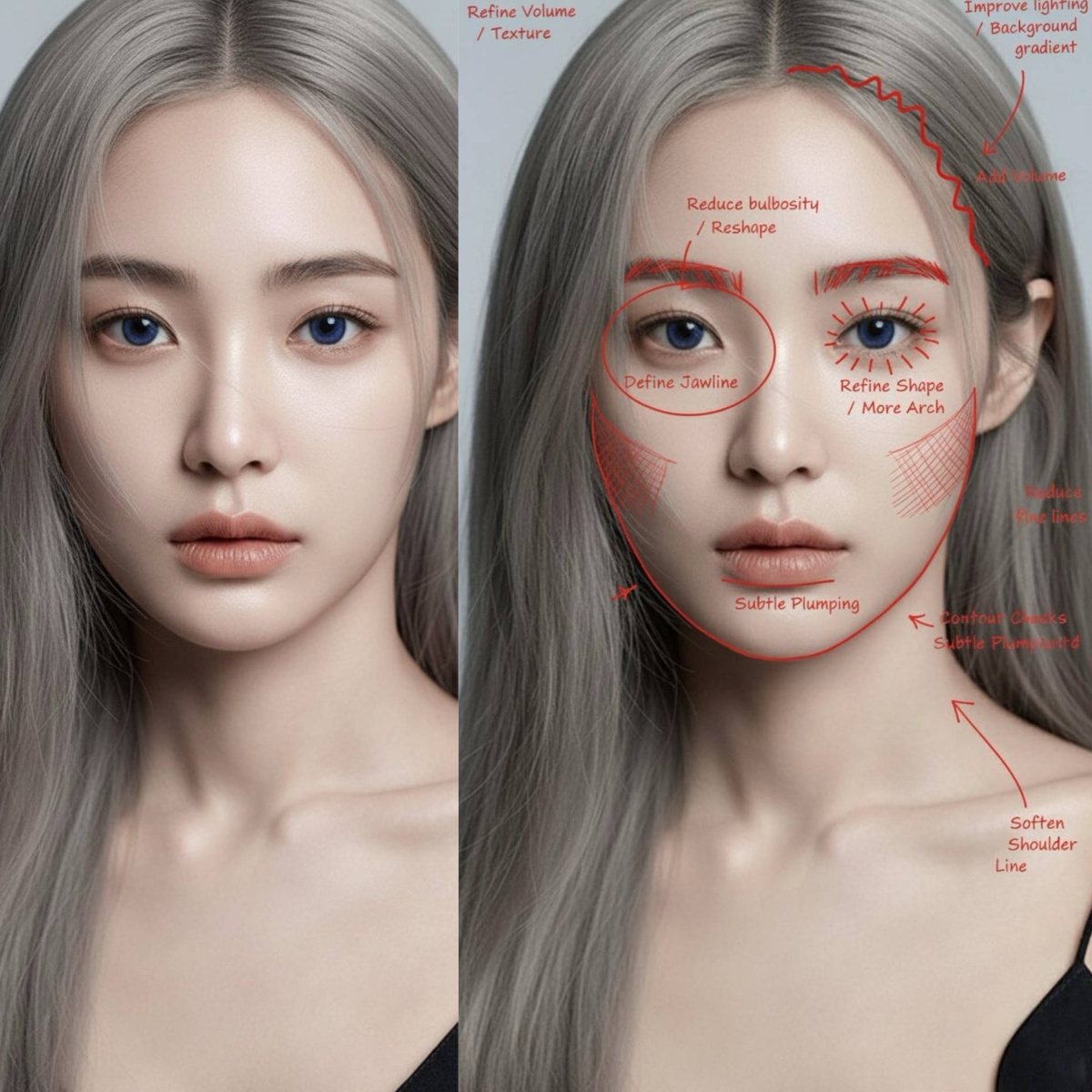 AI妆面分析并红笔标记